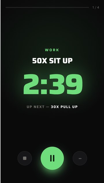 FitCue live coached session timer